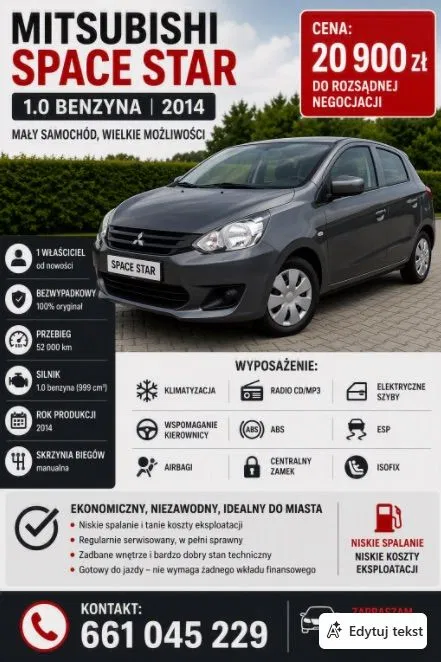 Zdjęcie: 2014 Mitsubishi Space Star